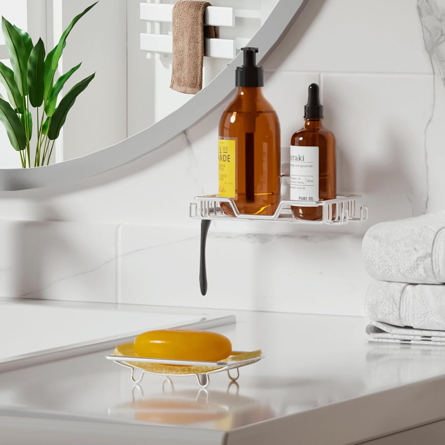 Stainless Steel Soap Dish 2 Pack with 4 Hooks