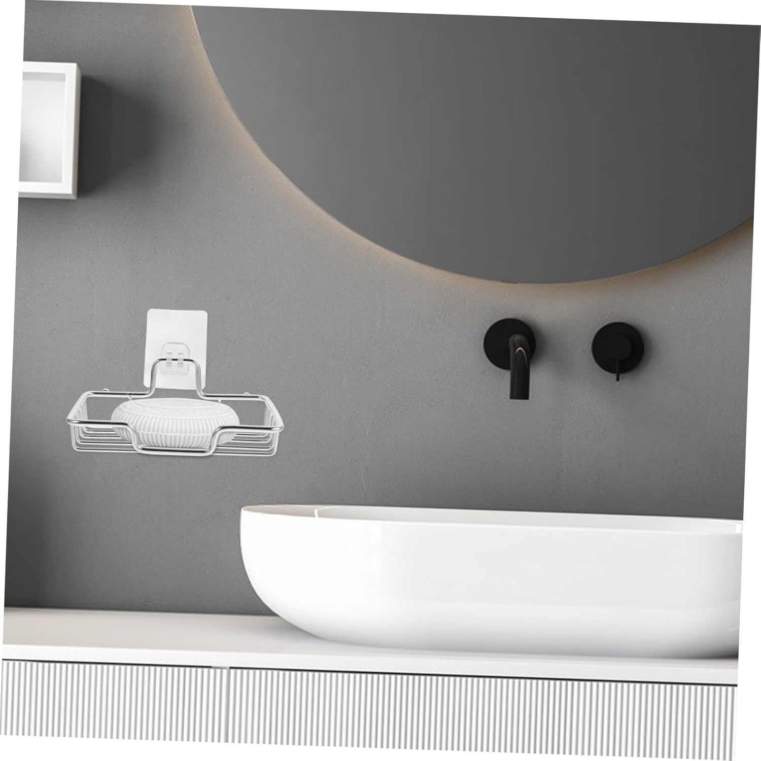 RORPOIR Wall Mounted Soap Holder No Drilling Stainless Steel Drainable Dish