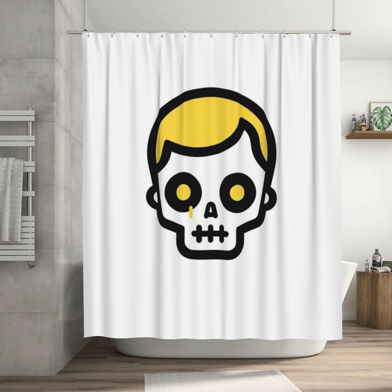 TIYAANDSY Yellow Skull Shower Curtain Set 72x72in