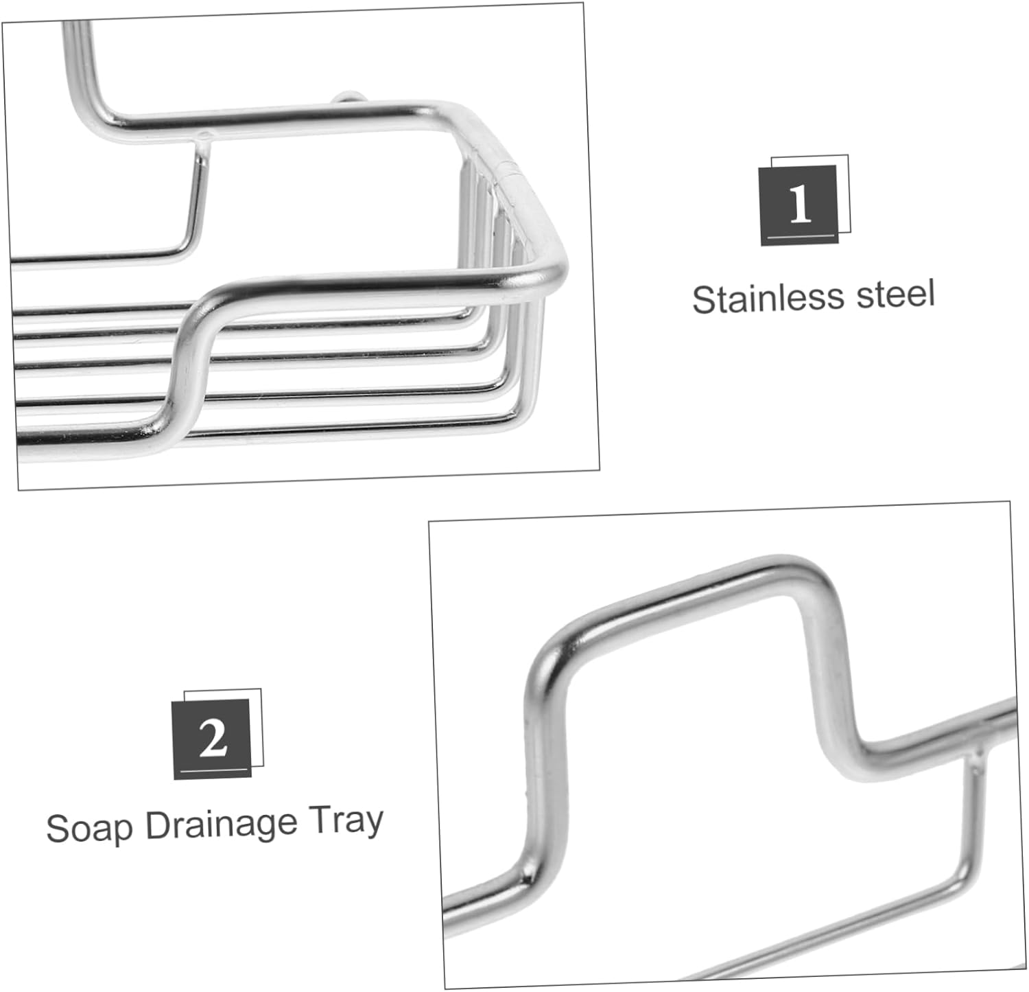 Ciieeo Wall Mount Soap Dish Stainless Steel Drainage Holder No Drill Adhesive