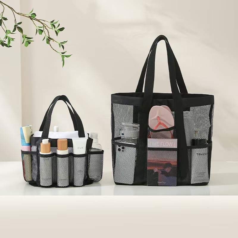 Mesh Shower Caddy with 8 Pockets and Hanging Hook