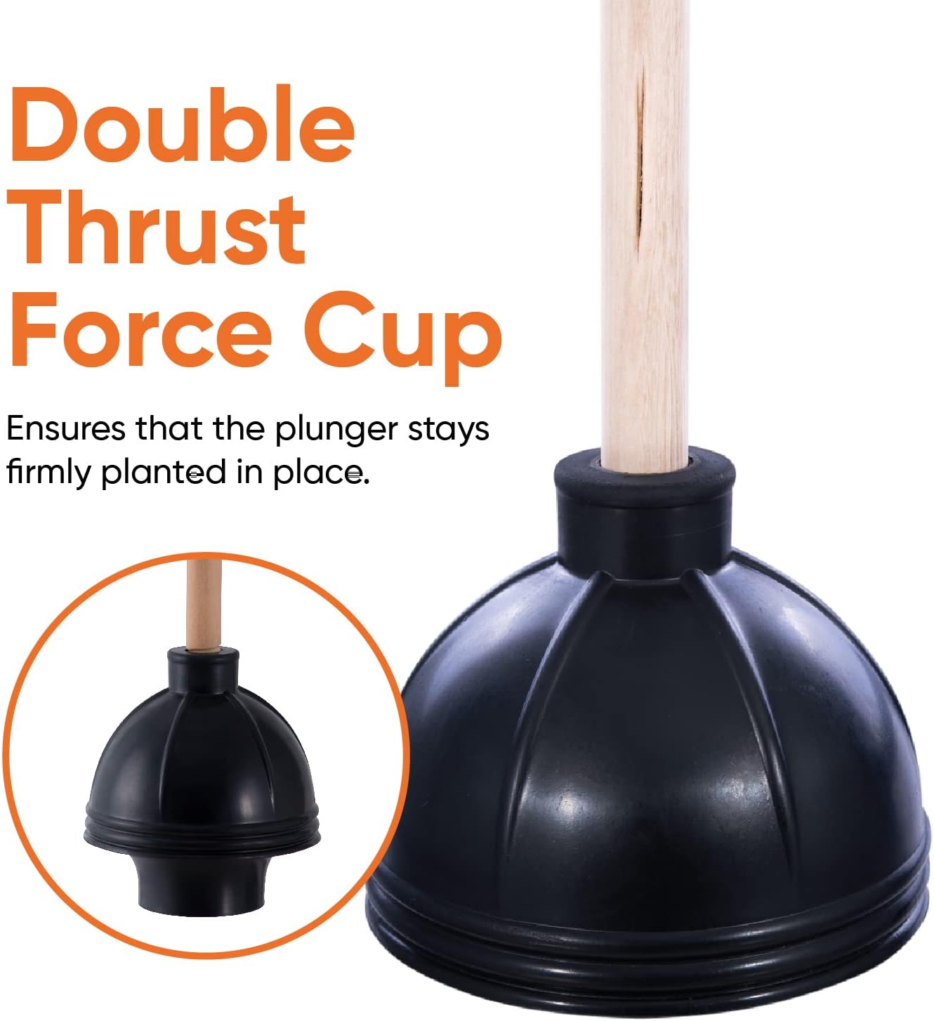 Superio Heavy Duty Plunger with 21 Inch Wooden Handle 1