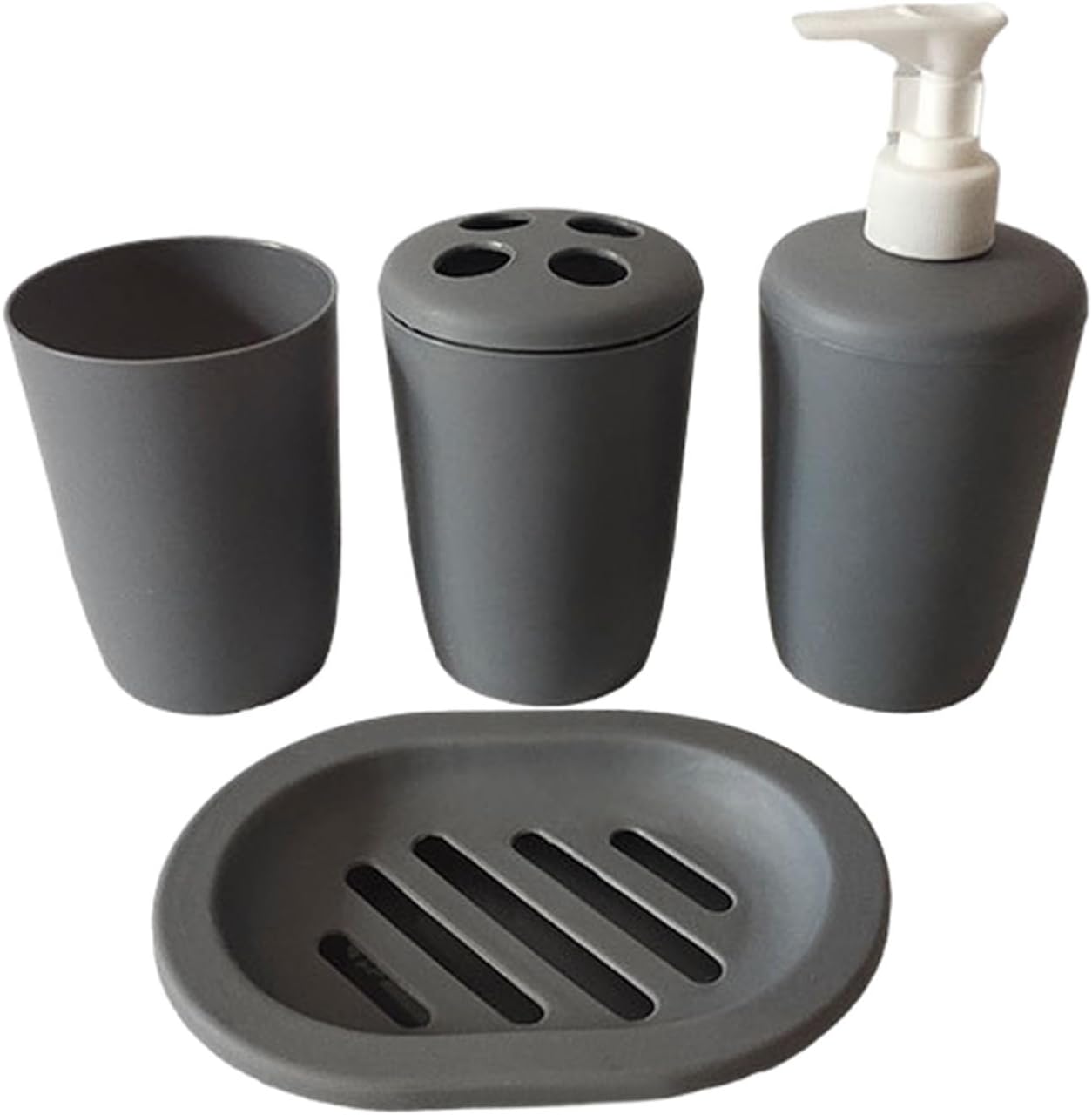 4Pcs Plastic Bathroom Accessory Set with Toothbrush Holder and Soap Dish