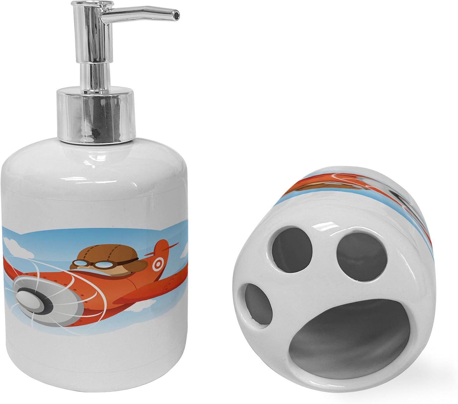 Ambesonne Bathroom Soap Toothbrush Holder Set