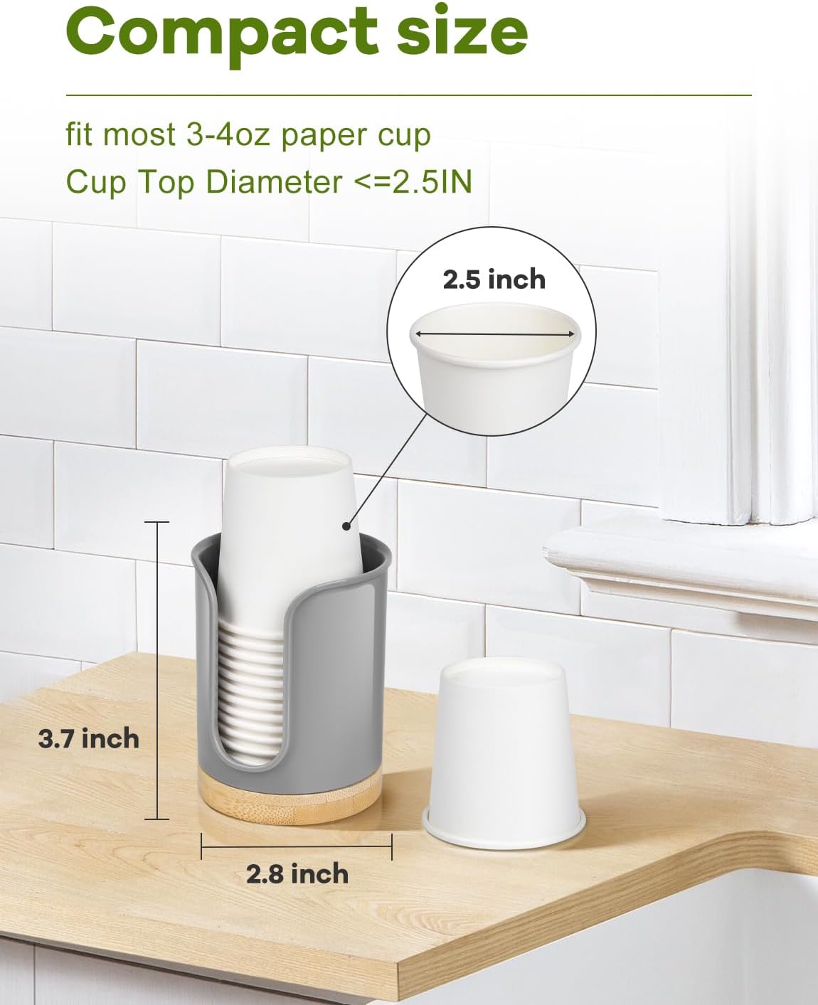 Bathroom Cup Dispenser - PCBamboo Grey Pack of 1