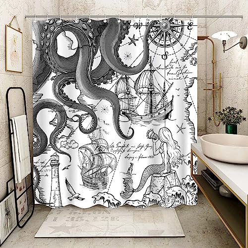 Fungarth Nautical Octopus Shower Curtain Set