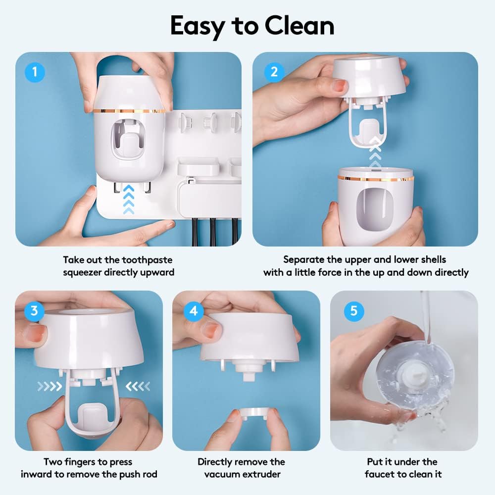 Space-Saving Wall Mounted Toothbrush Holder with Toothpaste Dispenser