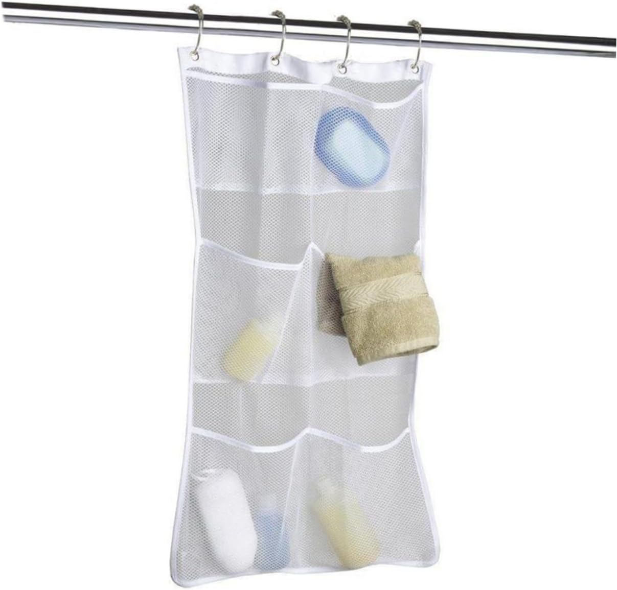 Vaguelly Hanging Mesh Shower Organizer Bag White