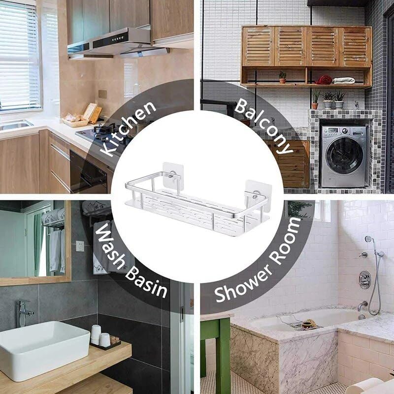 BAHELS Adhesive Shower Caddy Shelf - No Drilling Modern Style Durable Aluminum