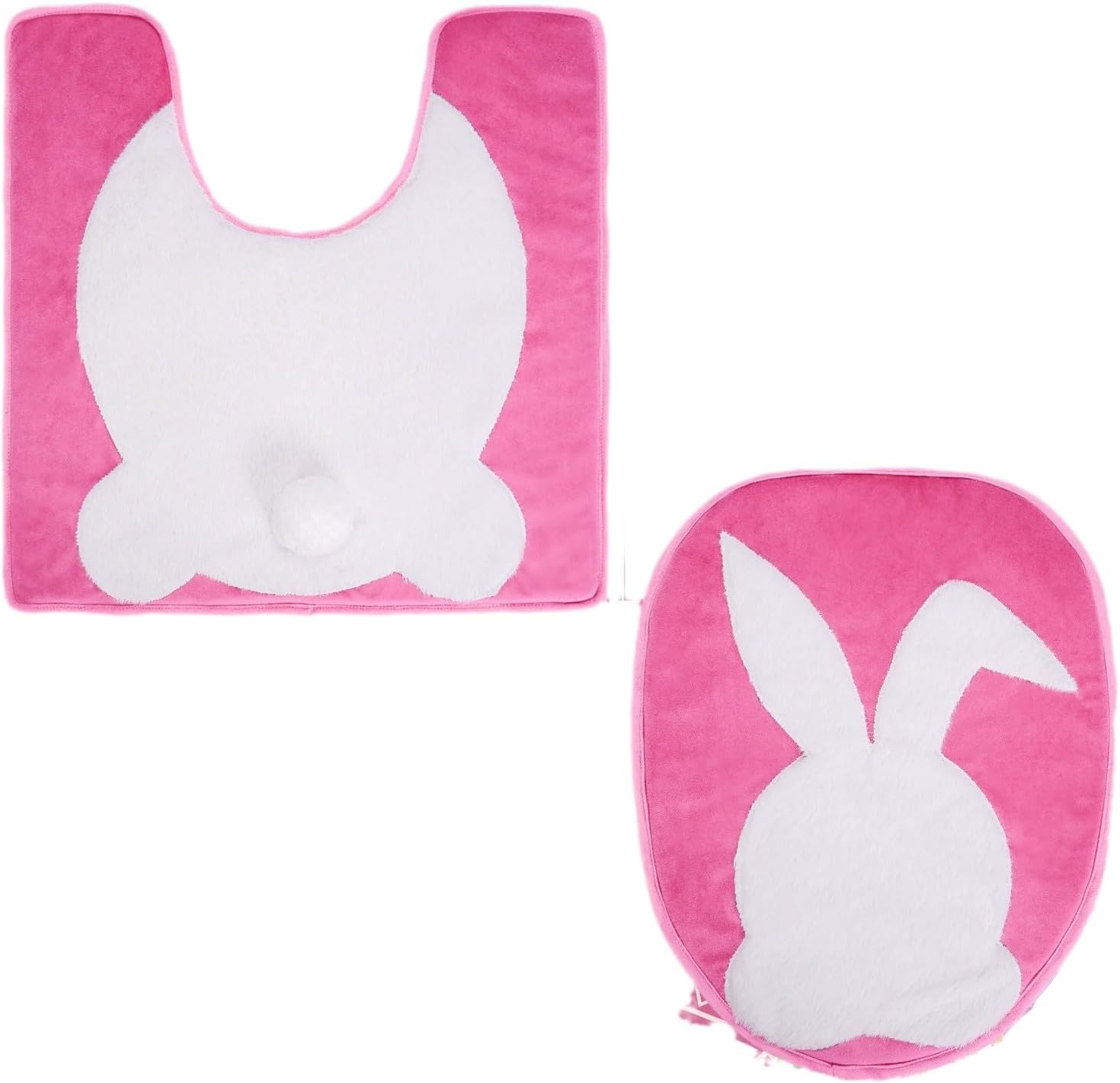 Easter Bunny Bathroom Set with Fluffy Rabbit Tail and Bath Mat