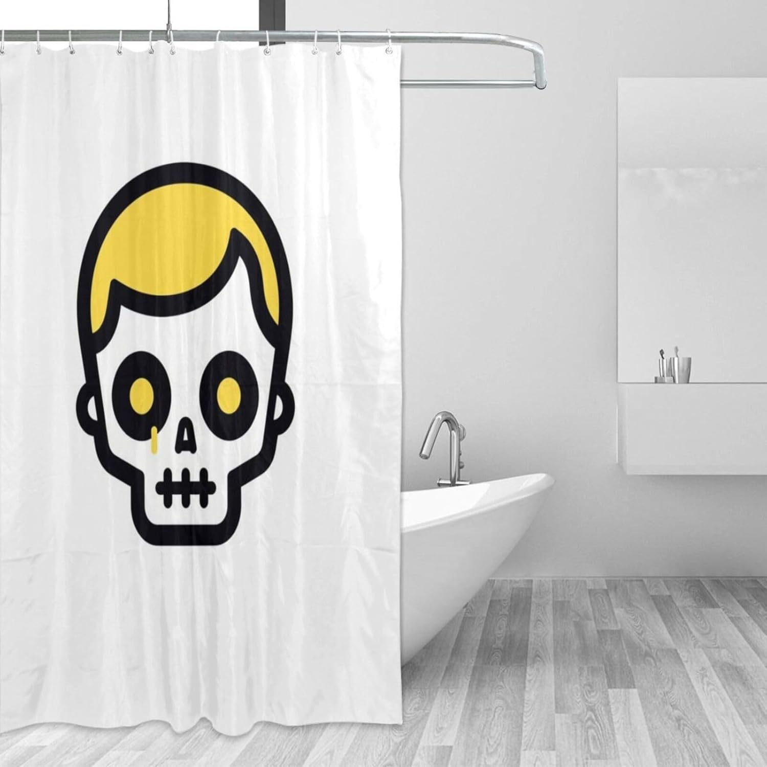 TIYAANDSY Yellow Skull Shower Curtain Set 72x72in
