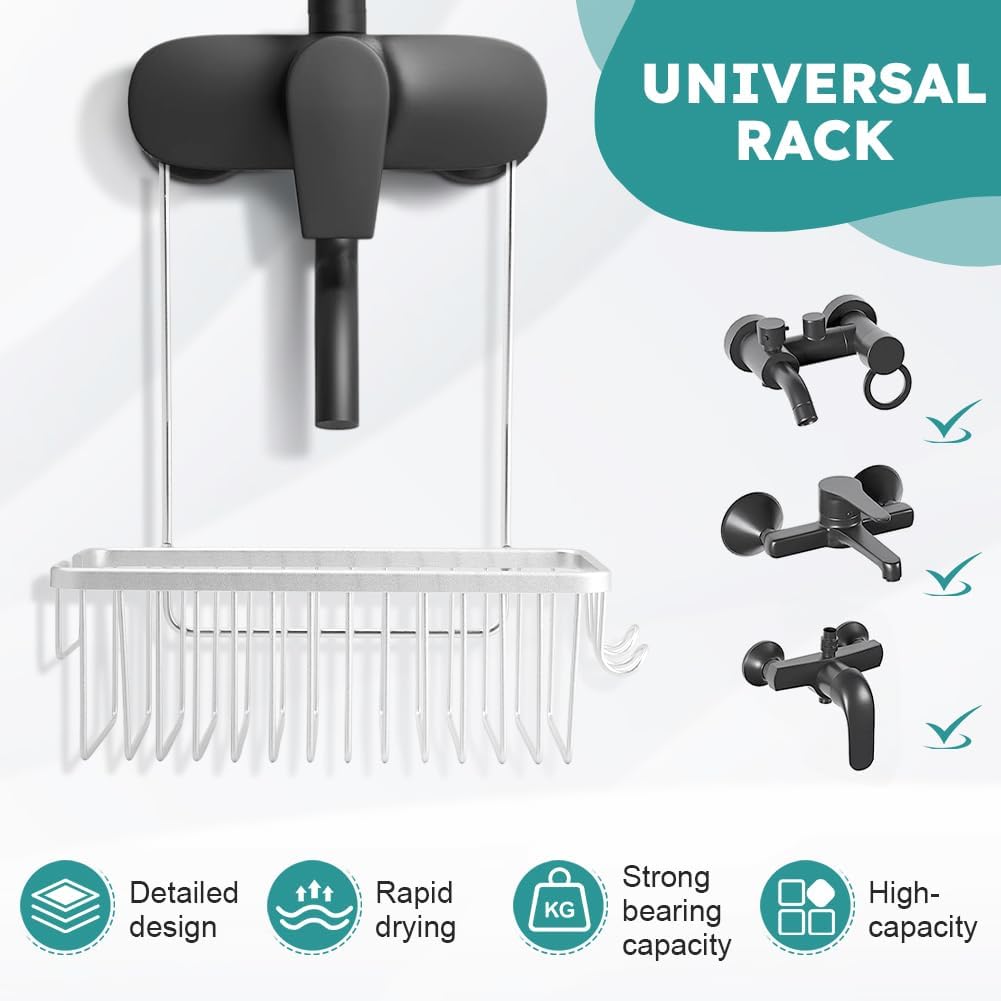 Kakalote Silver Shower Caddy with Hooks
