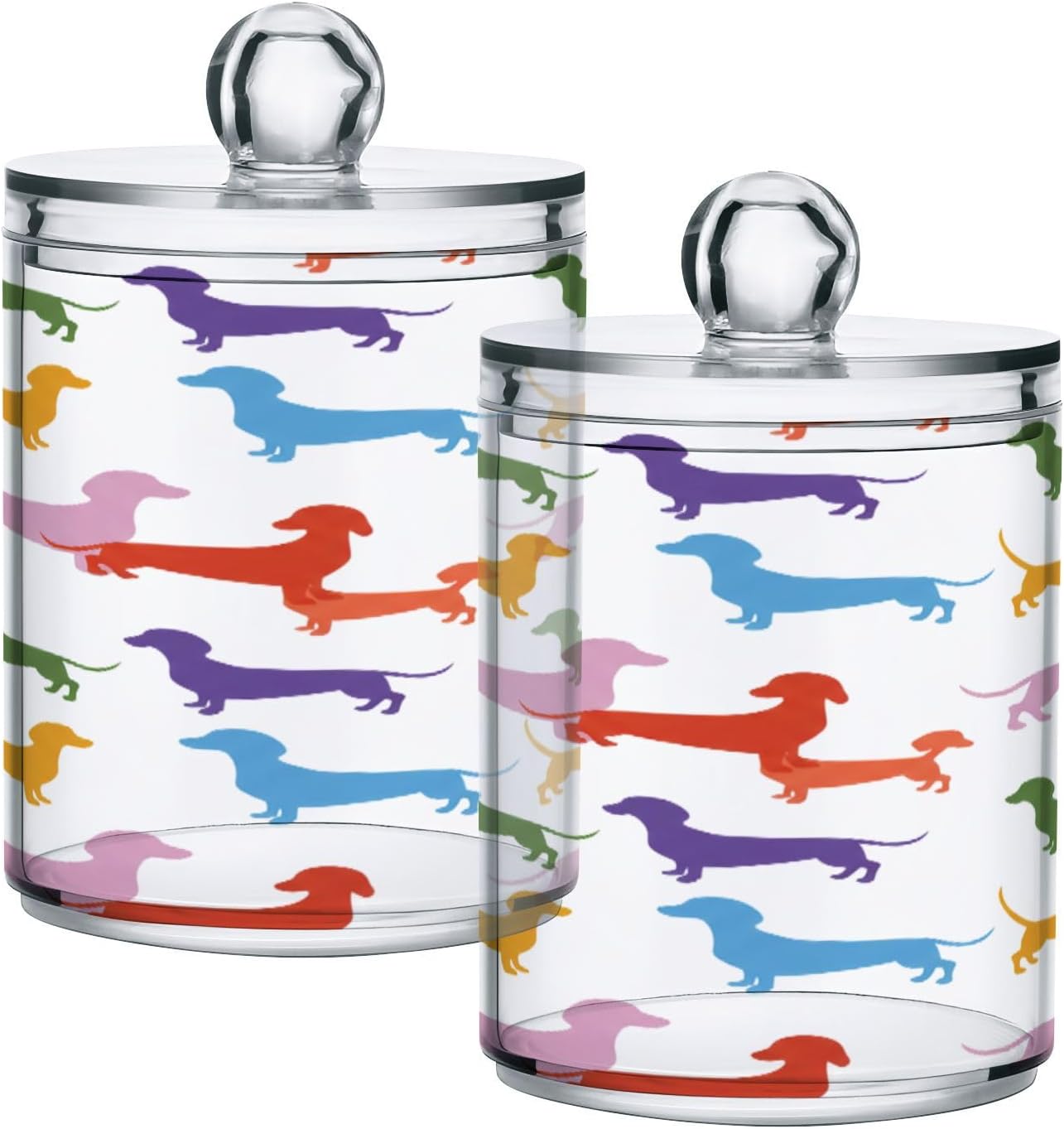 Qilmy Dachshunds Qtip Holder 2 Pack 14 oz Apothecary Jars
