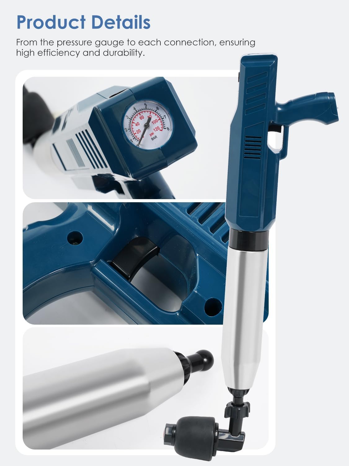 LotaTools Multi-Function Electric Toilet Plunger - Heavy Duty Adjustable Airflow