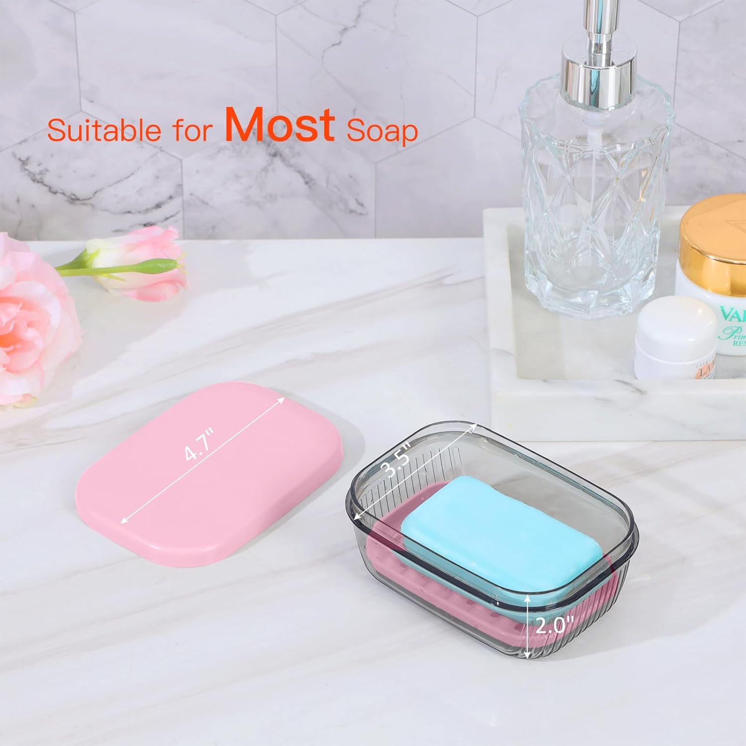 Quatish Leakproof Travel Soap Case Pink