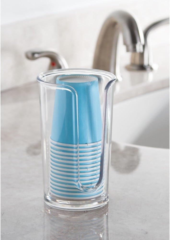 iDesign Clarity Cup Dispenser for Bathroom Countertop