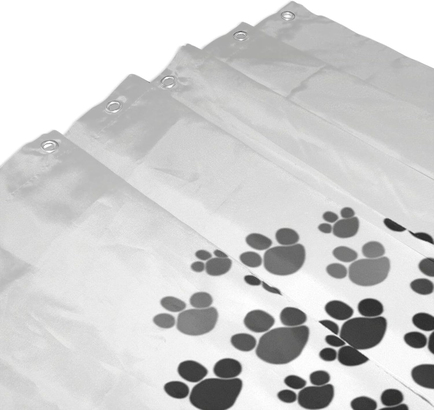 Black Paw Prints Shower Curtain Set with 12 Hooks 72x72in