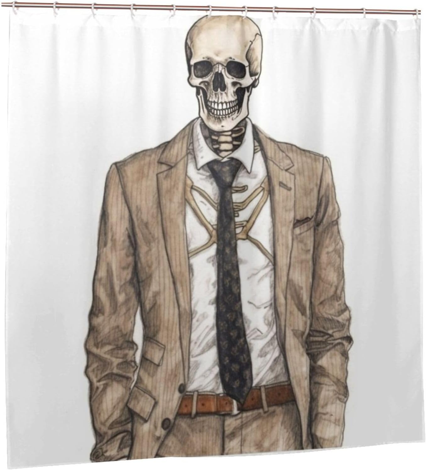 TIYAANDSY Boho Skull Shower Curtain Set 72x72in Waterproof Fabric with 12 Hooks