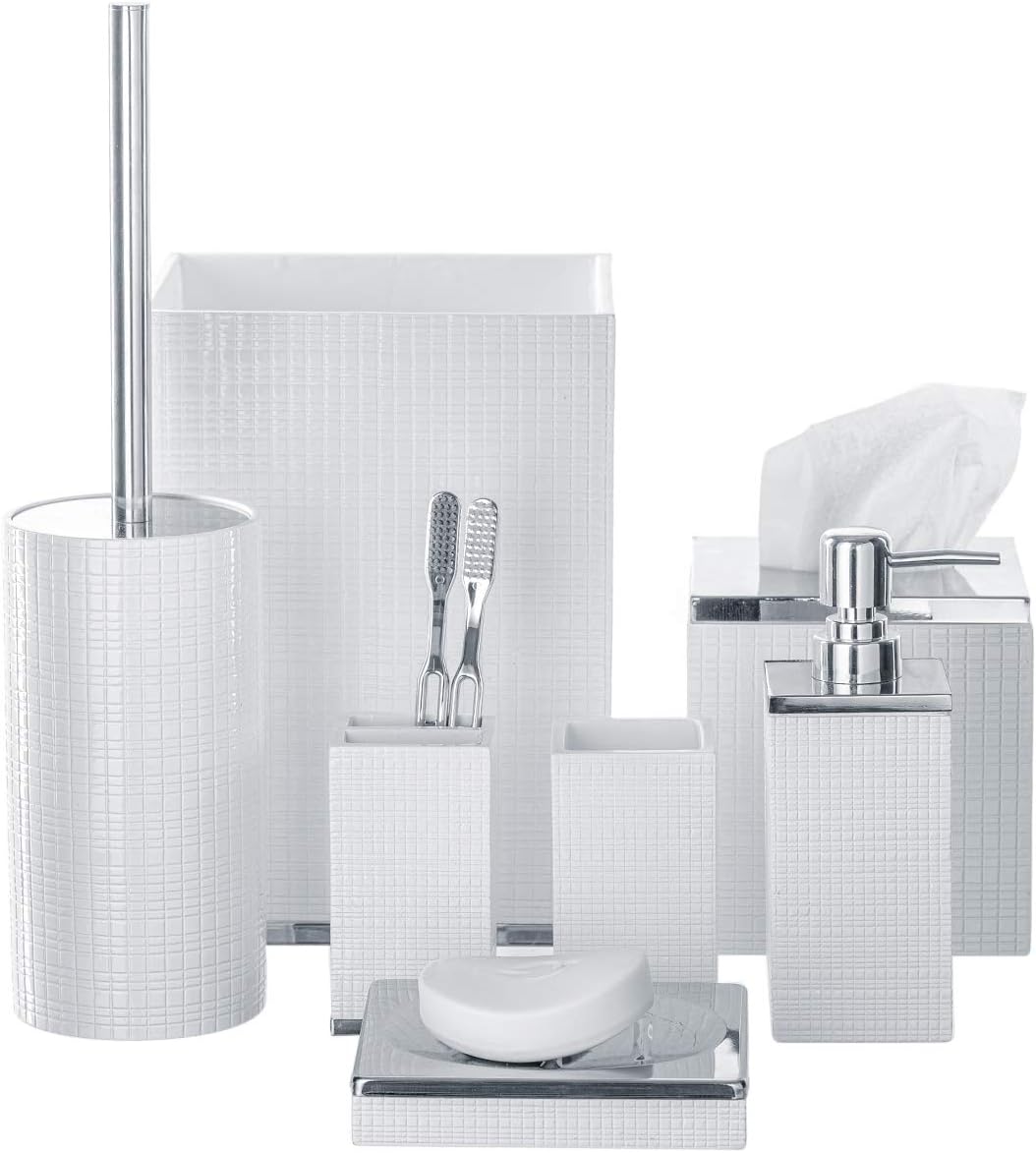 Estella Small White Bathroom Trash Can - Decorative Durable