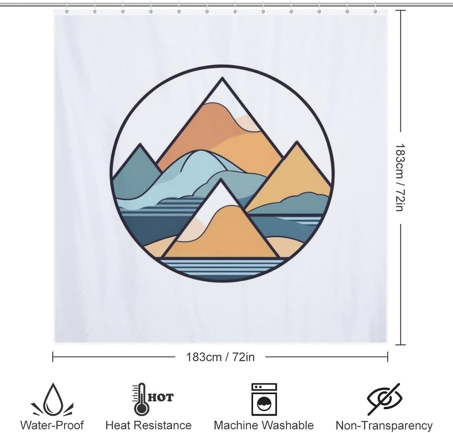 TIYAANDSY Cartoon Mountain Shower Curtain Set