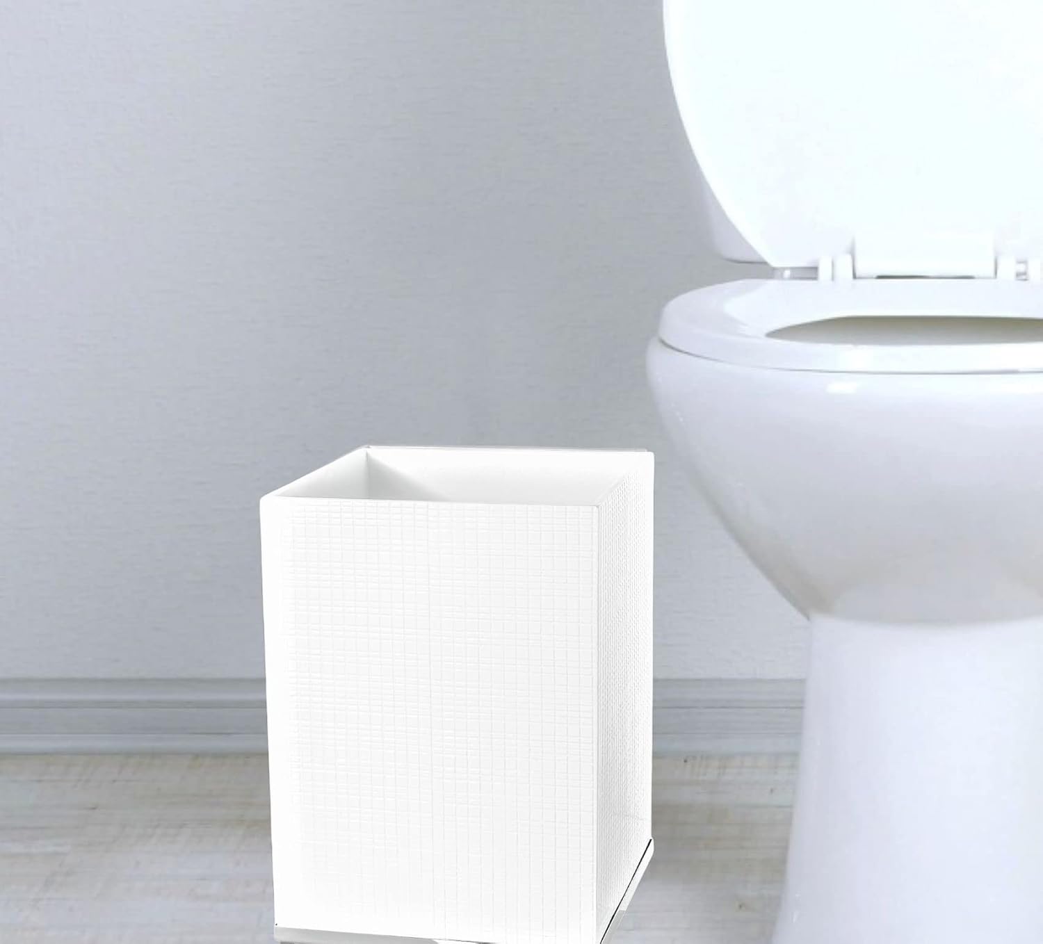 Estella Small White Bathroom Trash Can - Decorative Durable