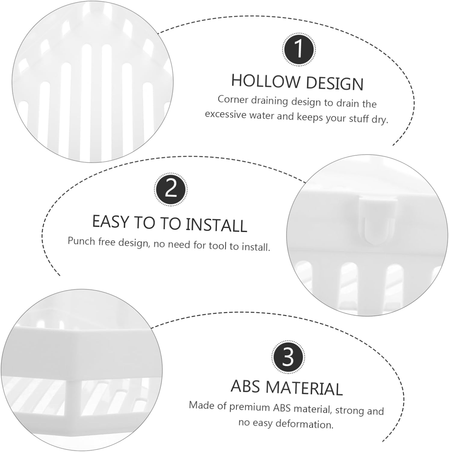 MAGICLULU White Triangle Shower Basket for Bathroom and Kitchen Storage