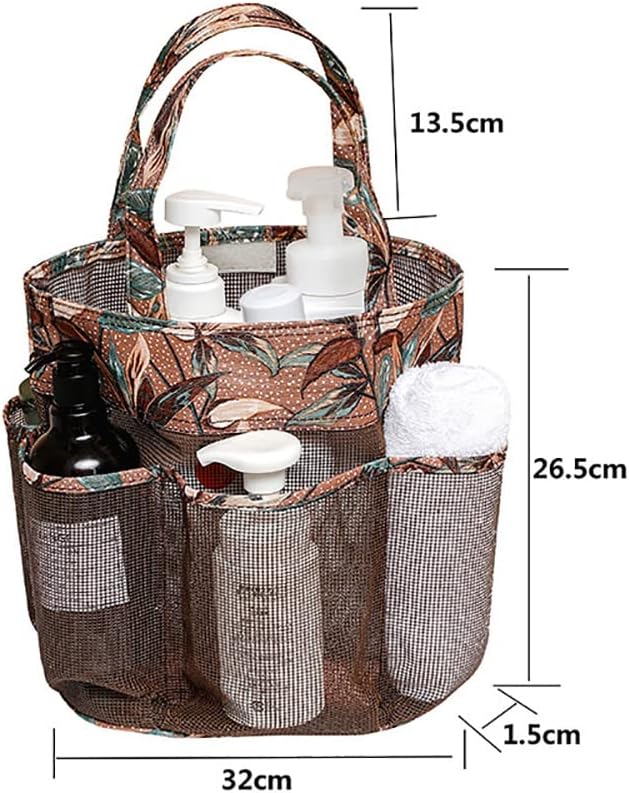 Mesh Shower Caddy Tote - Durable Waterproof 7 Compartment Orange