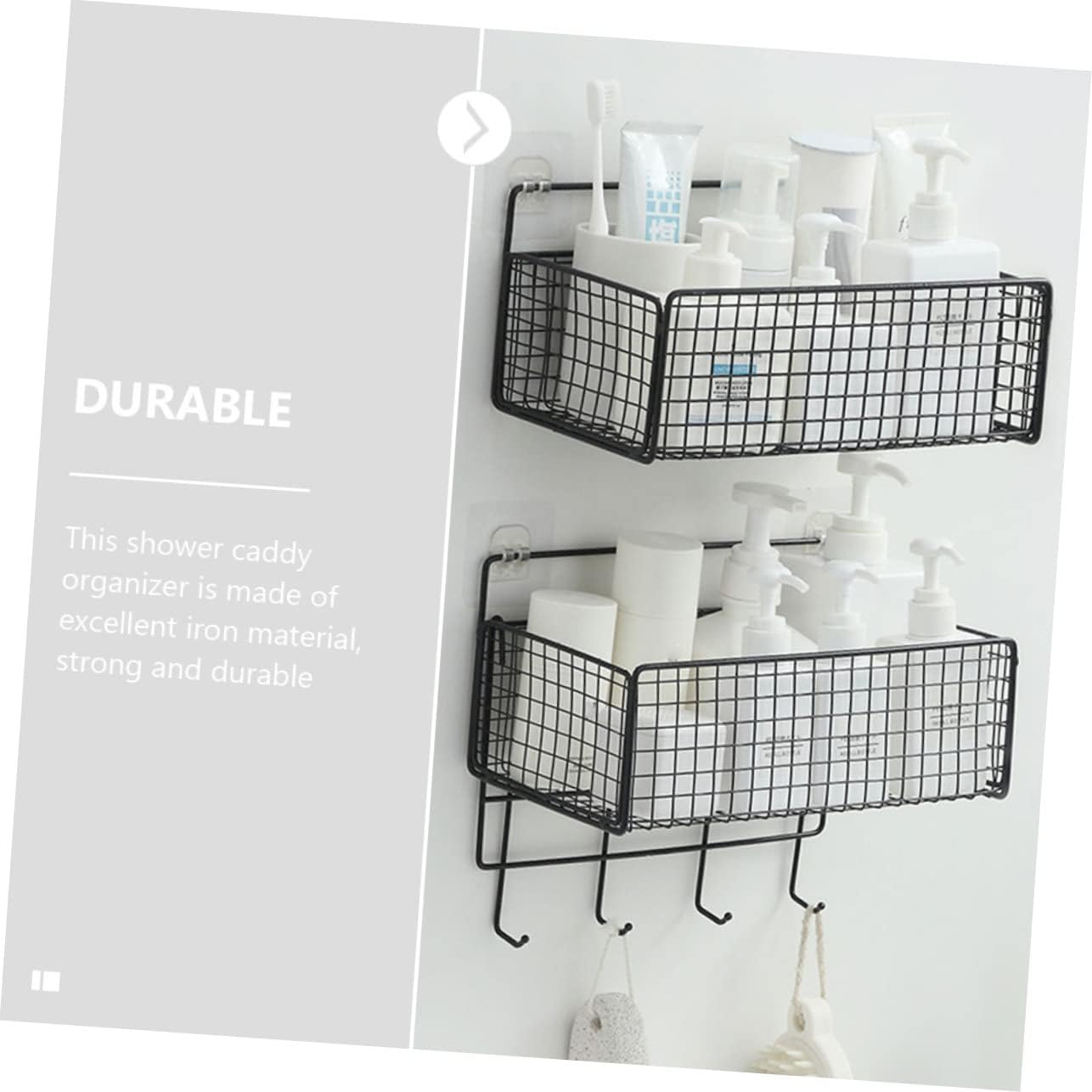 Collbath Shower Basket Wall Mounted Organizer No Drilling
