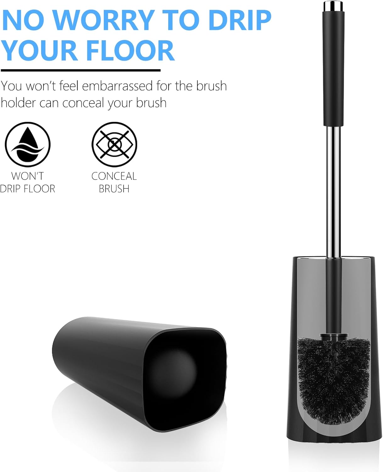 SetSail Compact Toilet Brush with Stainless Steel Handle and Drip-Proof Holder 1