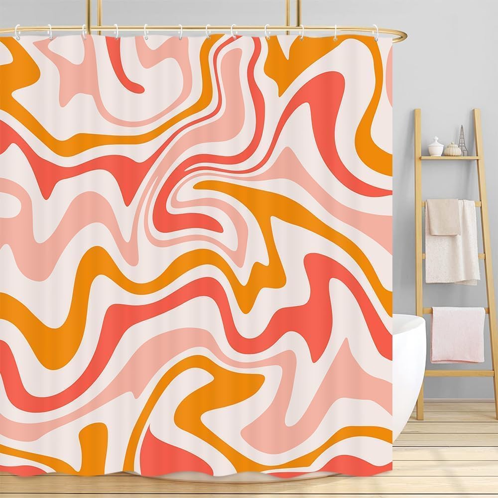 Dongbei Cute Orange Shower Curtain with Hooks 60x70in