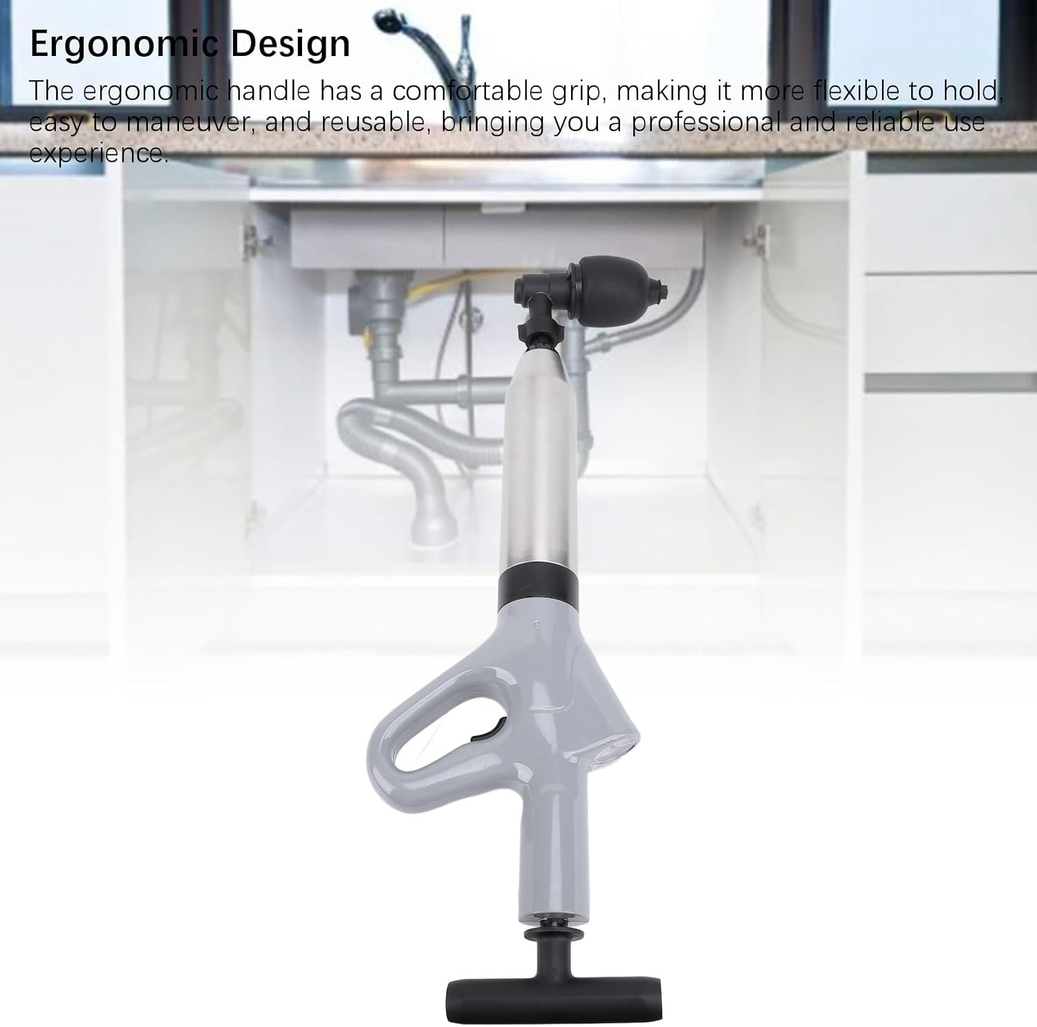 Mumusuki Toilet Plunger with Pressure Indicator and 4 Interchangeable Heads