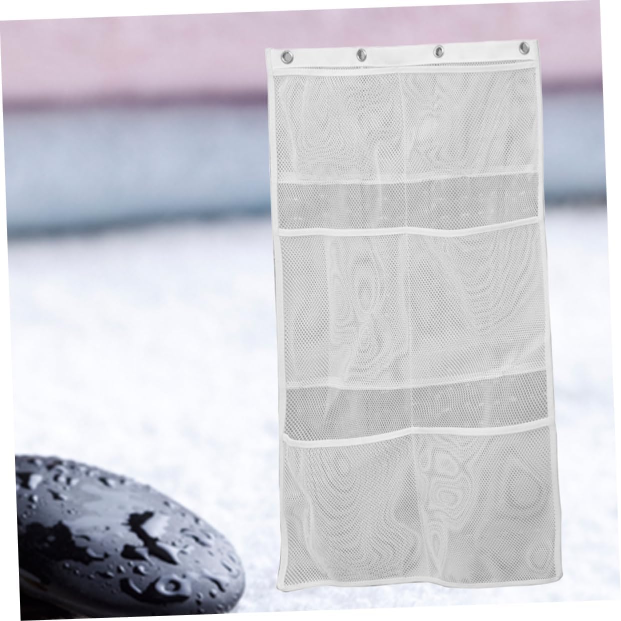 Vaguelly Hanging Mesh Shower Organizer Bag White