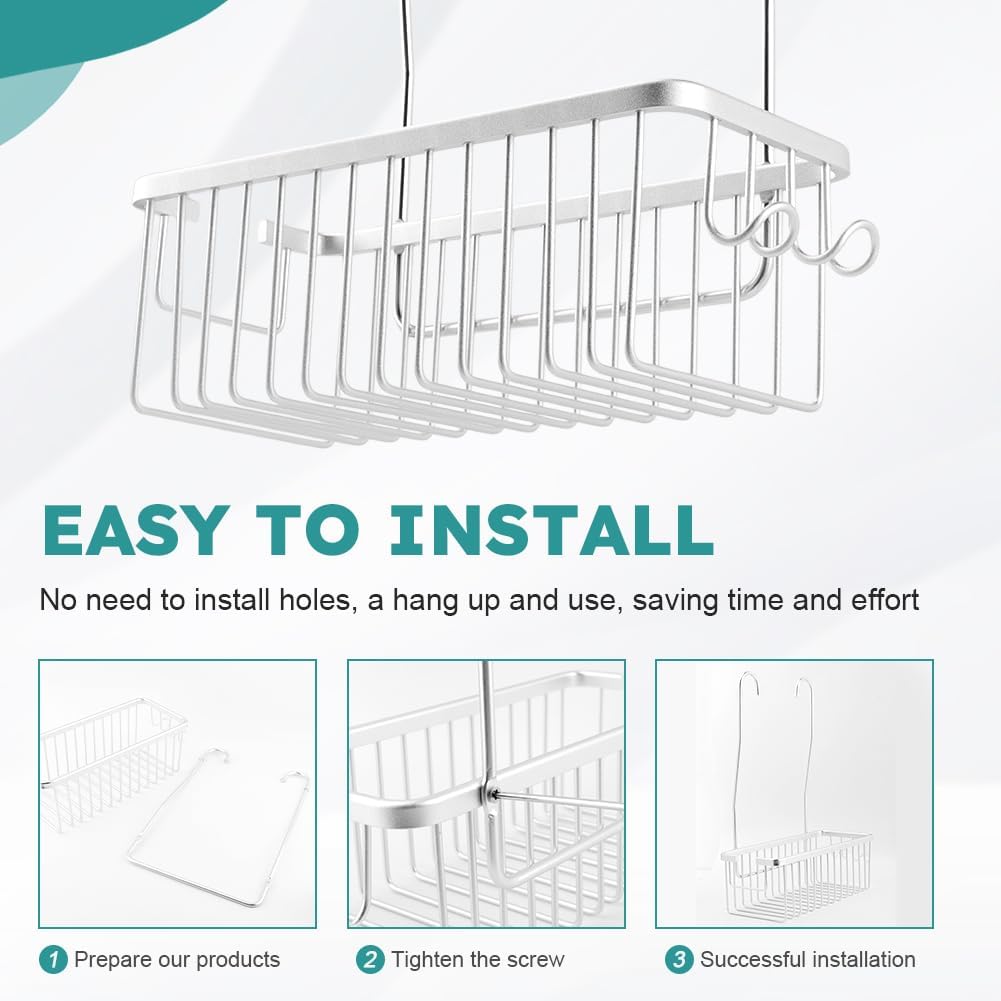 Kakalote Silver Shower Caddy with Hooks