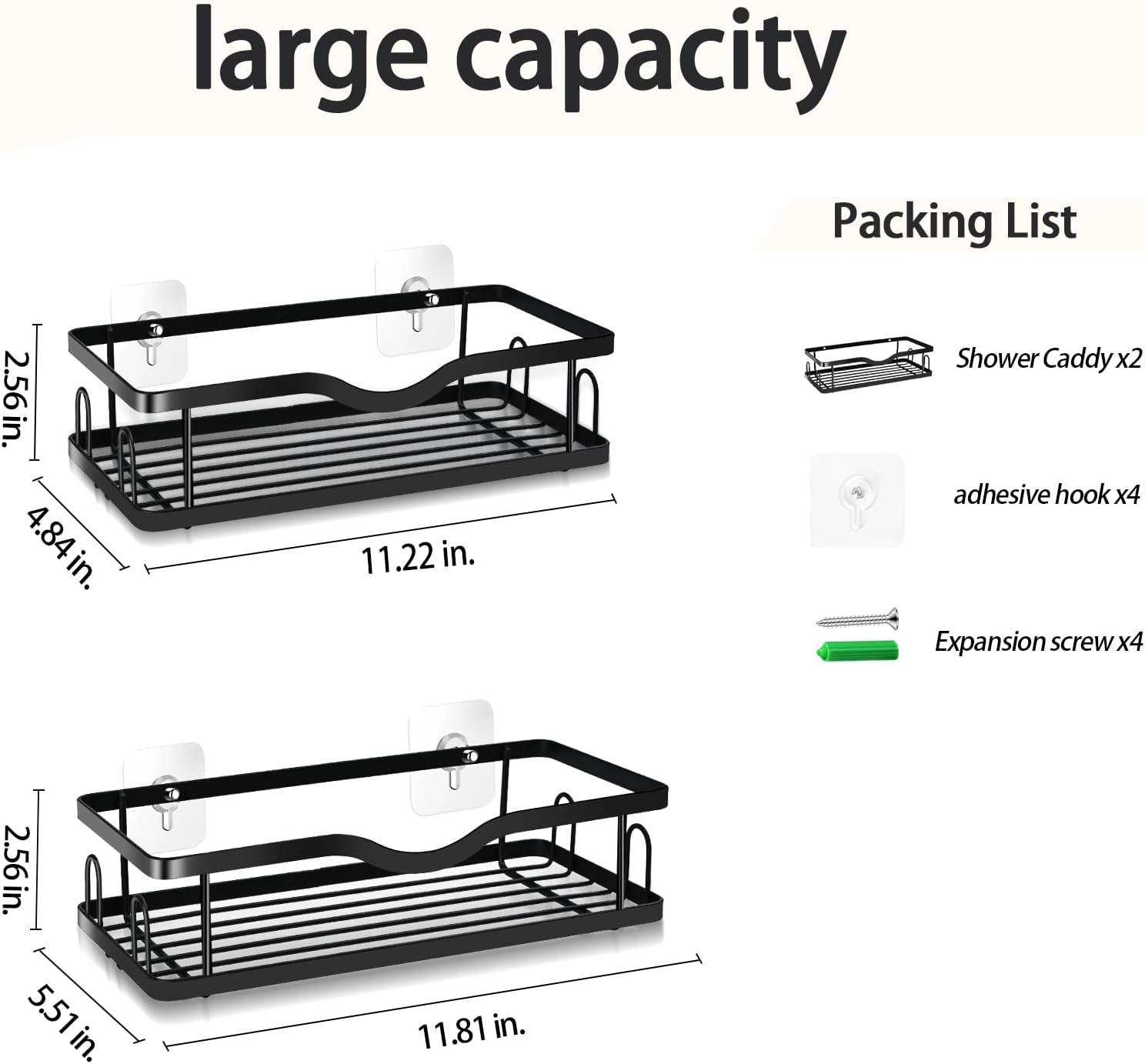 Unicrest RY Adhesive Shower Caddy 2 Pack 1