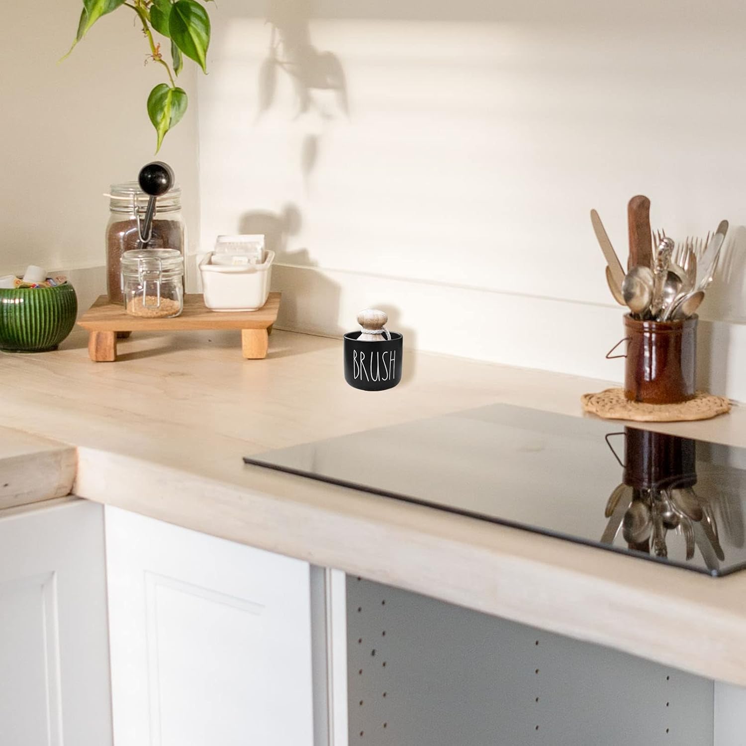 CHONIC Bamboo Dish Brush with Ceramic Holder