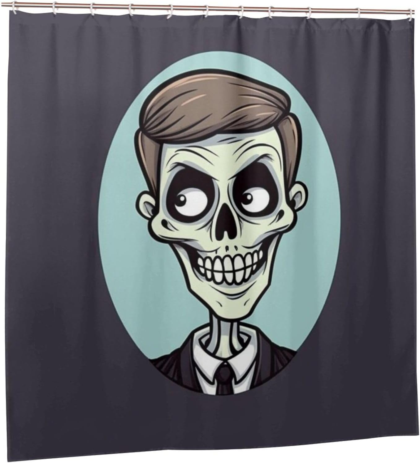 Cartoon Skull Shower Curtain Set with 12 Hooks 72x72in 1