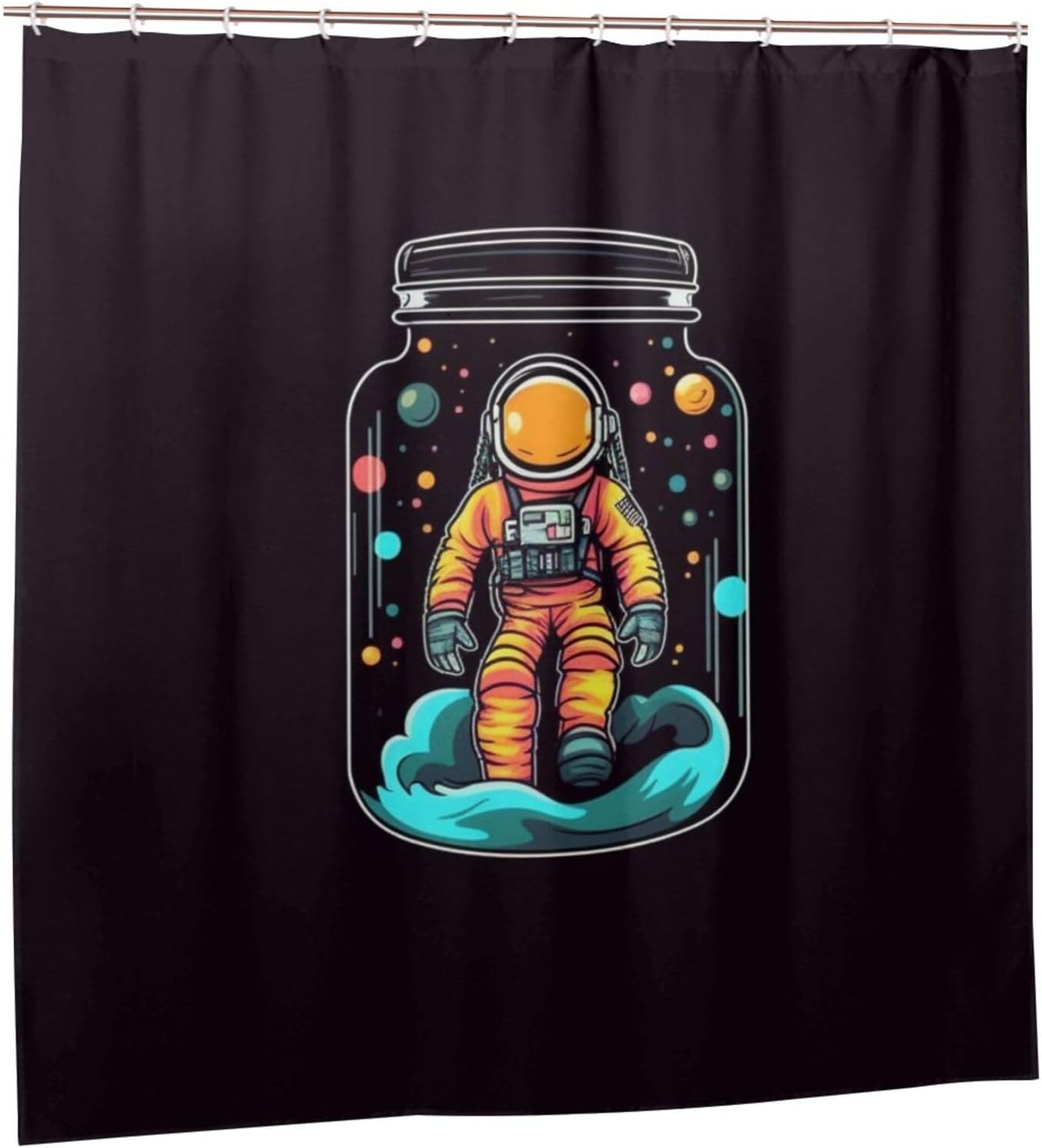 TIYAANDSY Yellow Astronaut Decor Shower Curtain Set