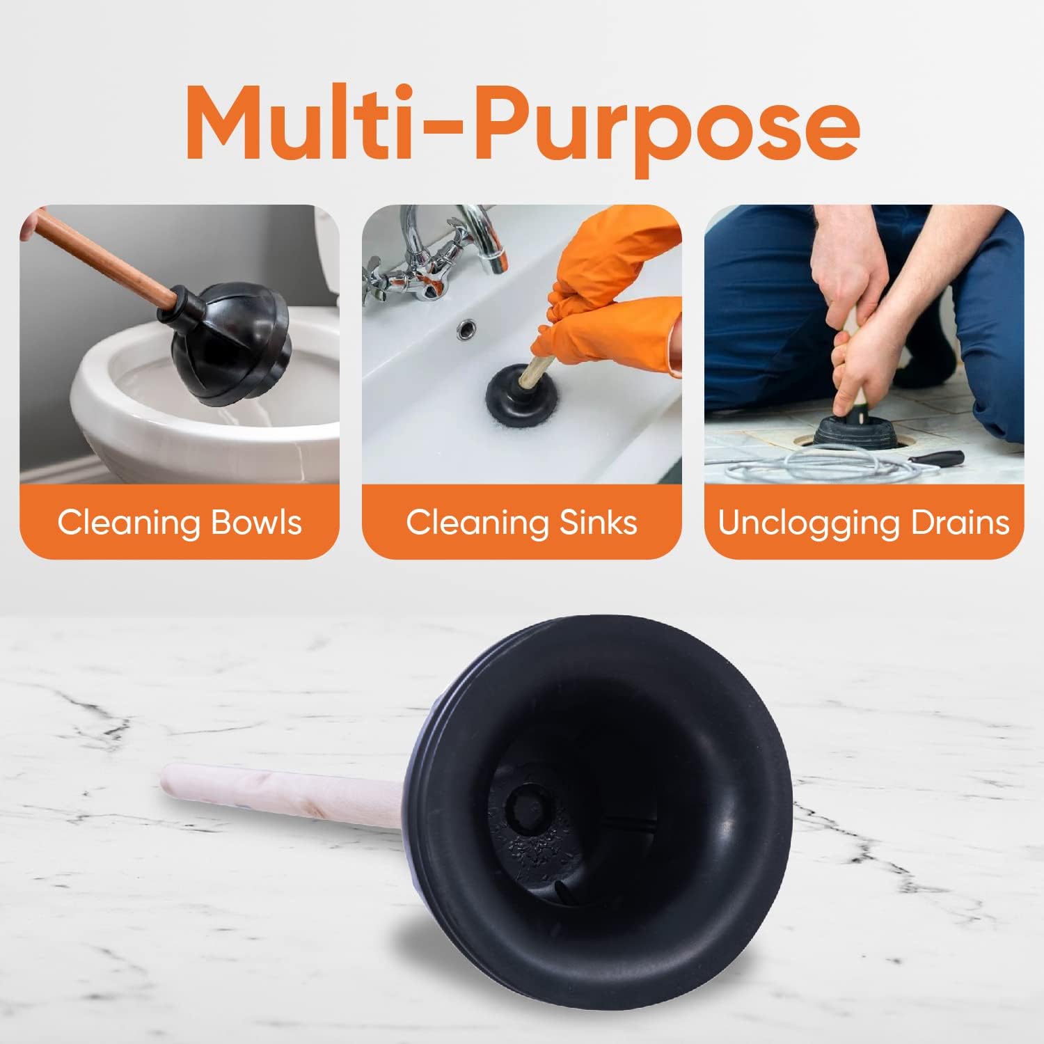 Superio Heavy Duty Plunger with Wooden Handle