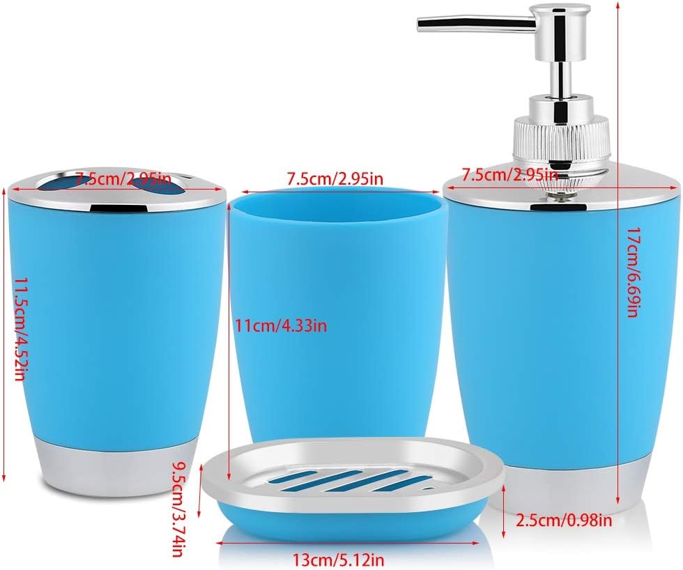 Enforose Bathroom Accessories Set 4 Pcs Blue