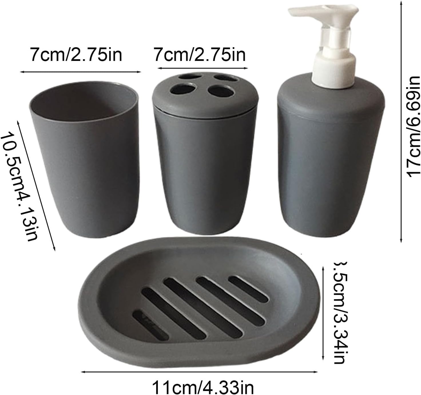 4Pcs Plastic Bathroom Accessory Set with Toothbrush Holder and Soap Dish