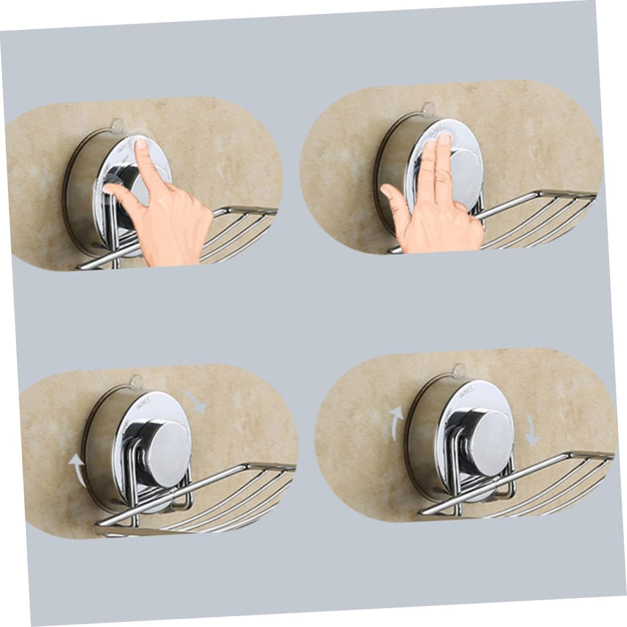 Alipis Silver Suction Cup Soap Dish Drain Rack