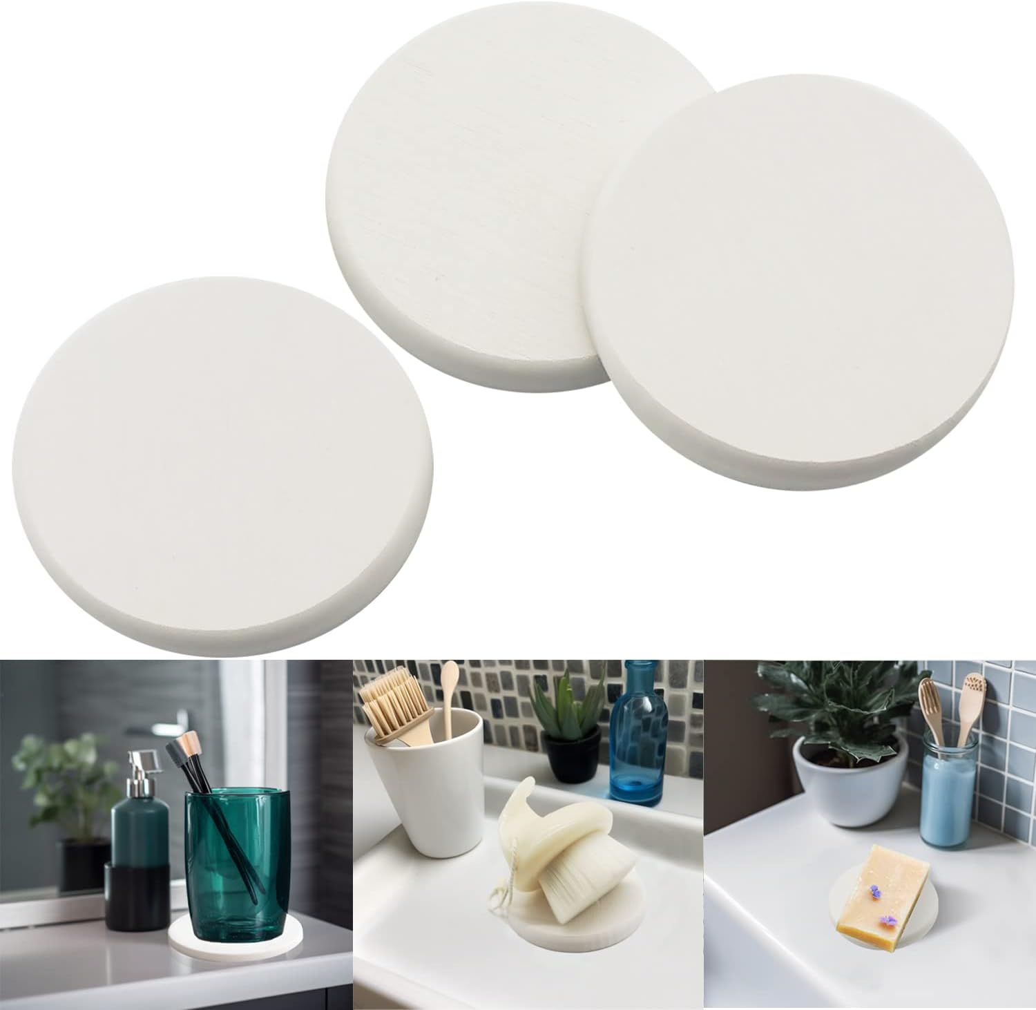 Mucco Water Absorbing Stone Tray for Sink 3-Pack