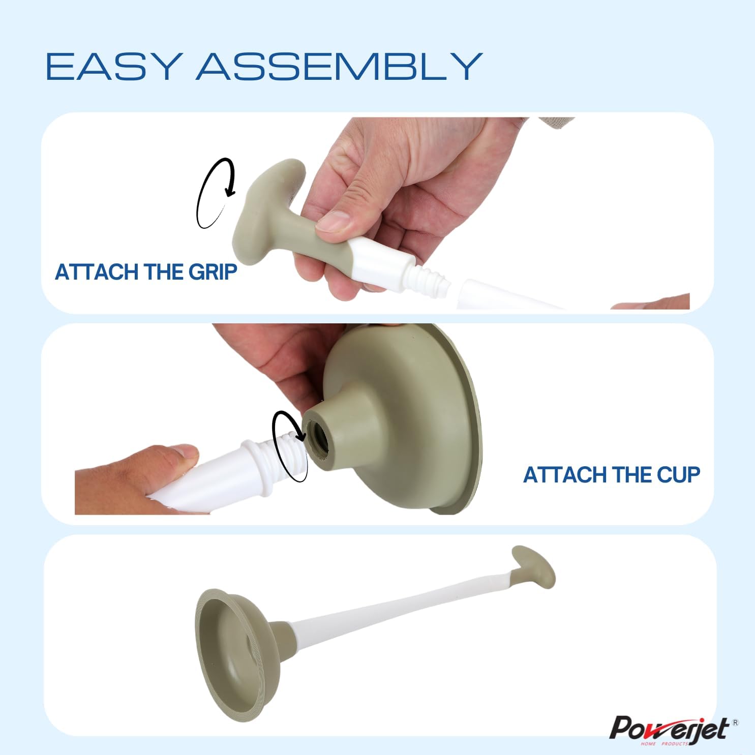Powerjet Toilet Plunger Crutch Handle 2-Pack Set 1