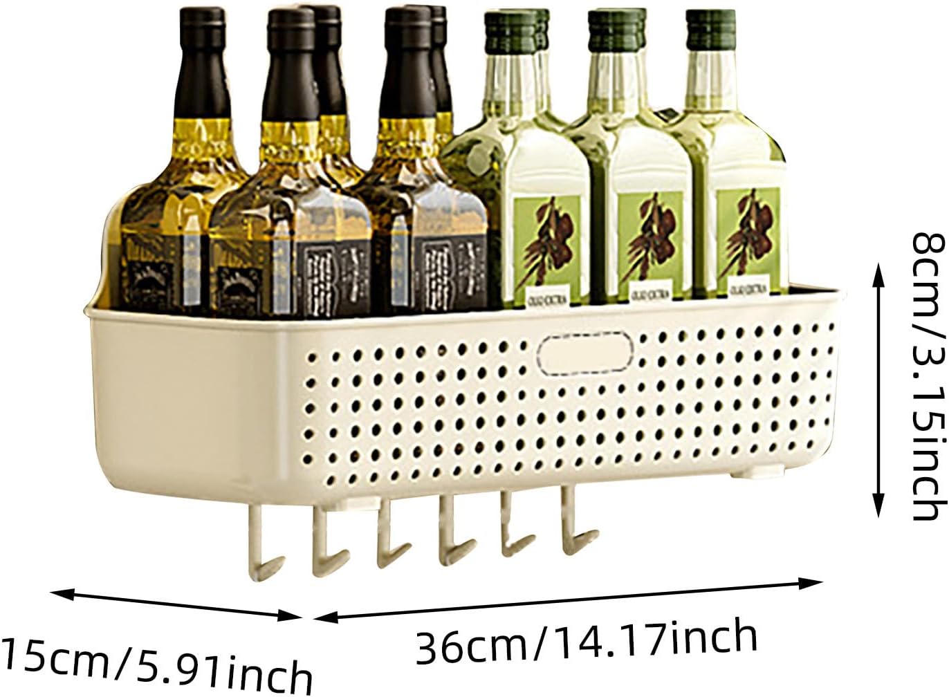 Bathroom Shelves with 6 Hooks No Drilling Organizer 1