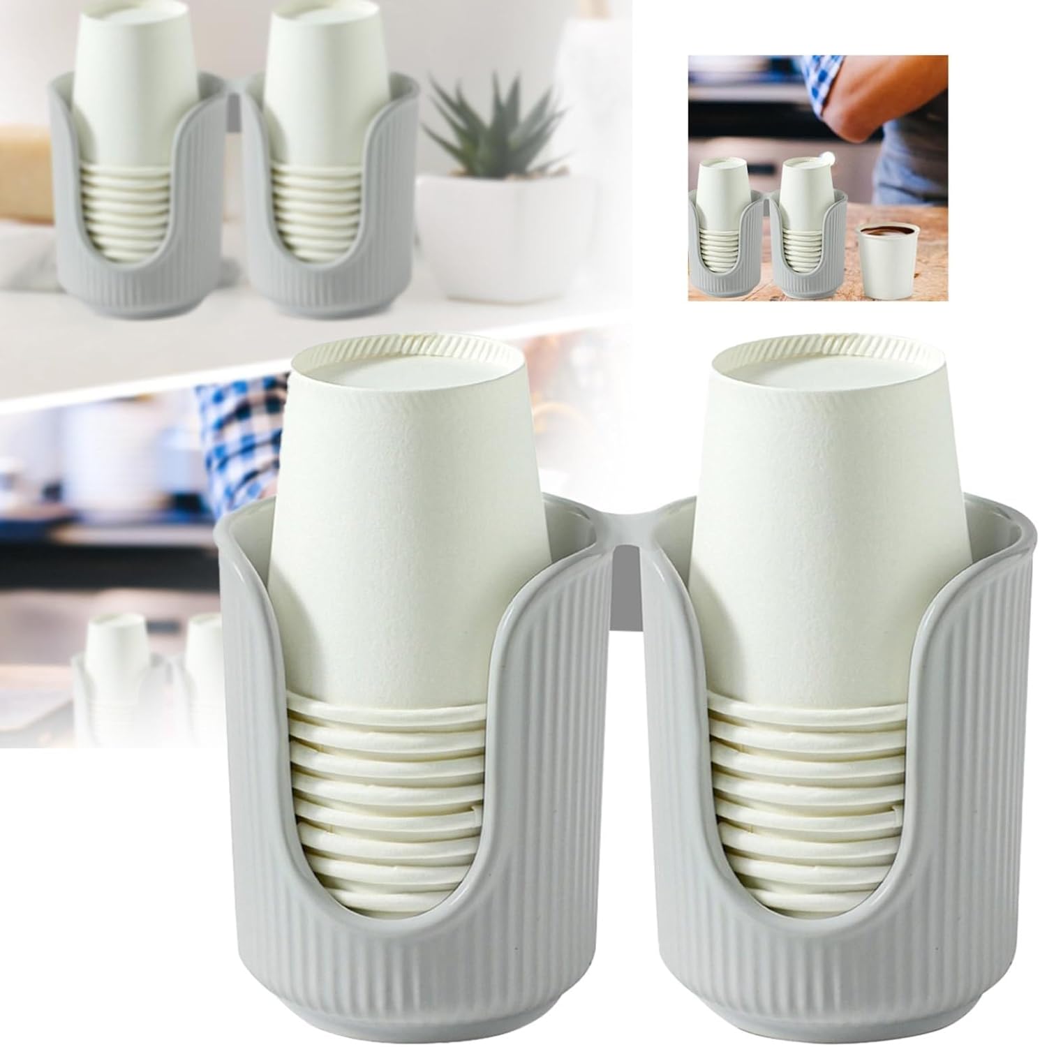YIYIYD Bathroom Cup Dispenser with Vertical Stripes