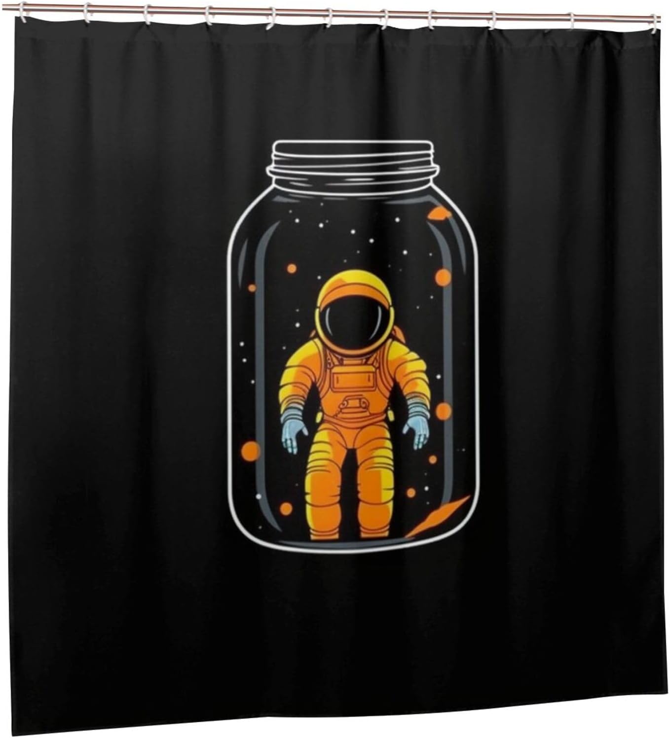 Yellow Astronaut Shower Curtain Set with 12 Hooks 72x72in