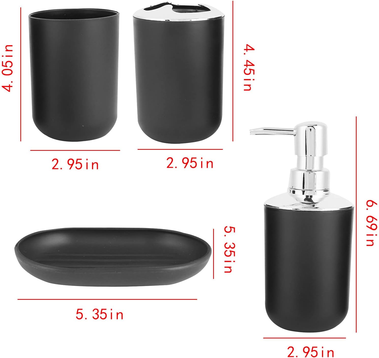 CENGNIAN 4 Piece Bathroom Accessories Set - Black