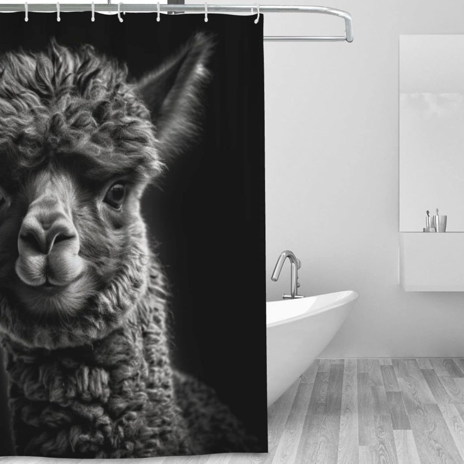 TIYAANDSY Alpaca Boho Shower Curtain Set 72x72in