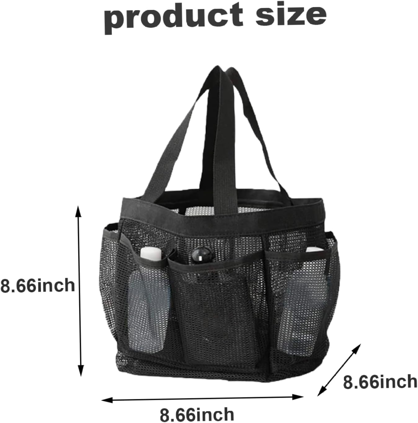 Hperu Mesh Portable Shower Bag with 8 Pockets Black