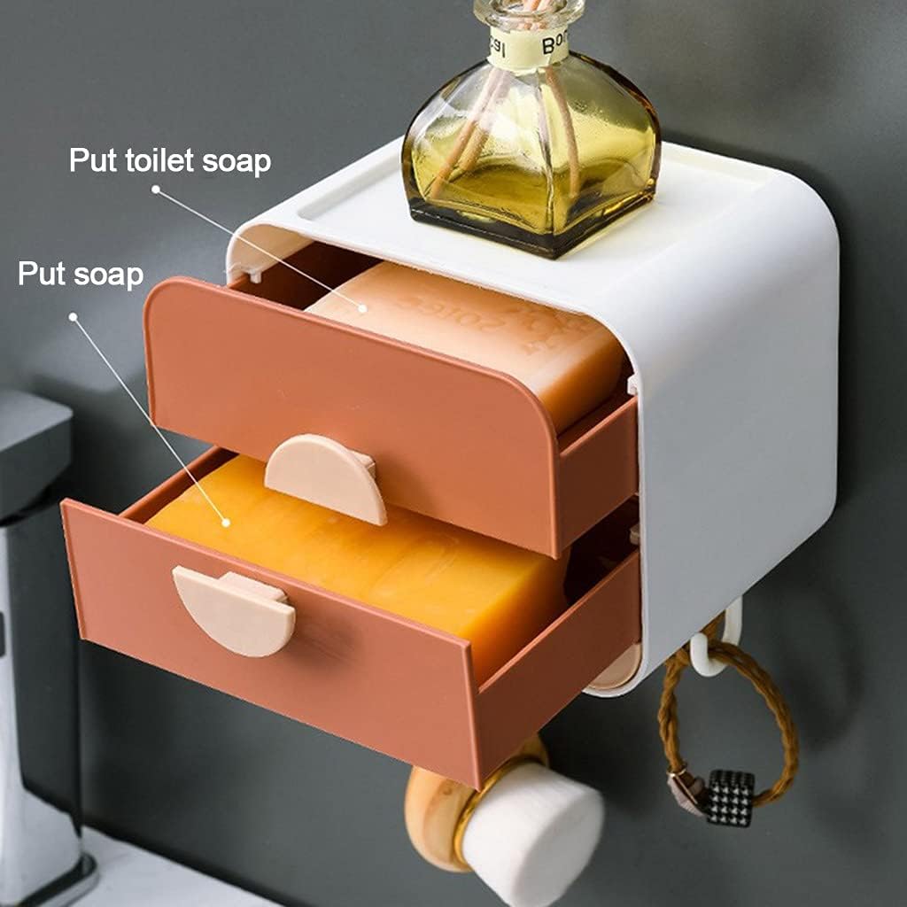 Removable Double Layer Soap Dish in Red for Bathroom and Kitchen